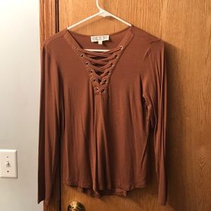 Long sleeve lace up shirt